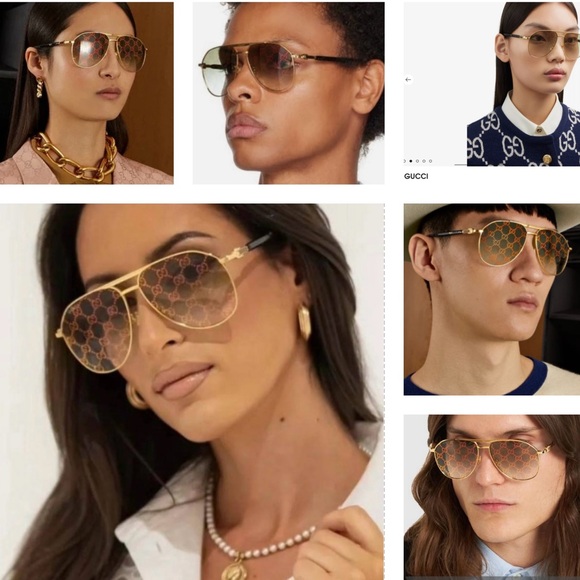 GREEEN MIRROR “GG” LOGO PILOT AVIATOR GOLD METAL SUNGLASSES AS SEEN ON GARCELLE - Picture 12 of 16
